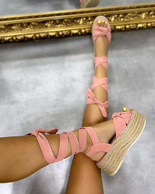 SANDALE SA VISKOM ĐONOM OD JUTE - ROZE