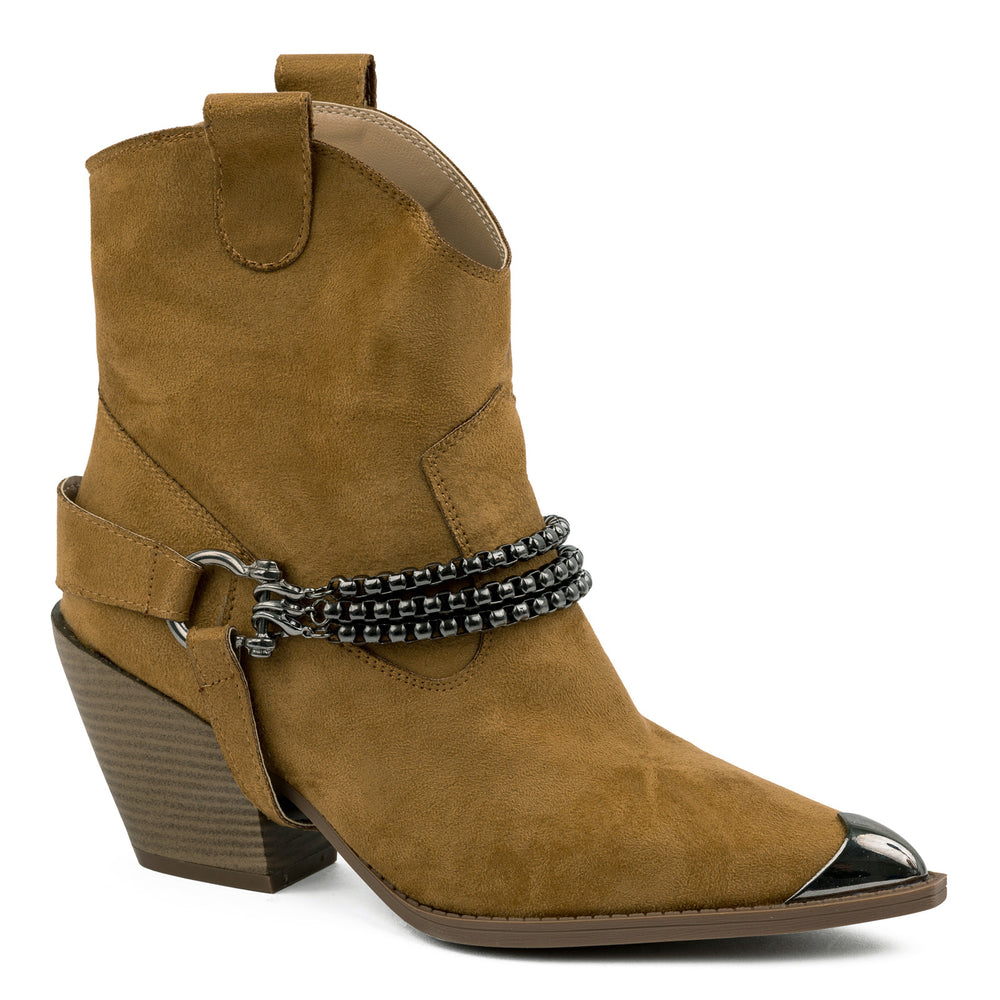 VELUR ŠPIC KAUBOJKE NA DEBLJU ŠTIKLU SA LANCEM - SMEĐE