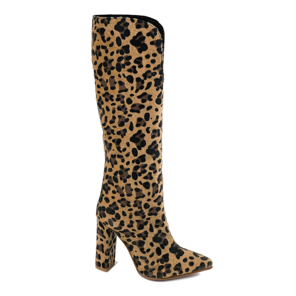 LEOPARD ŠPIC DUBOKE ČIZME NA DEBLJU ŠTIKLU