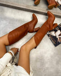 DUBOKE ČIZME NA DEBLJU ŠTIKLU - KAMEL