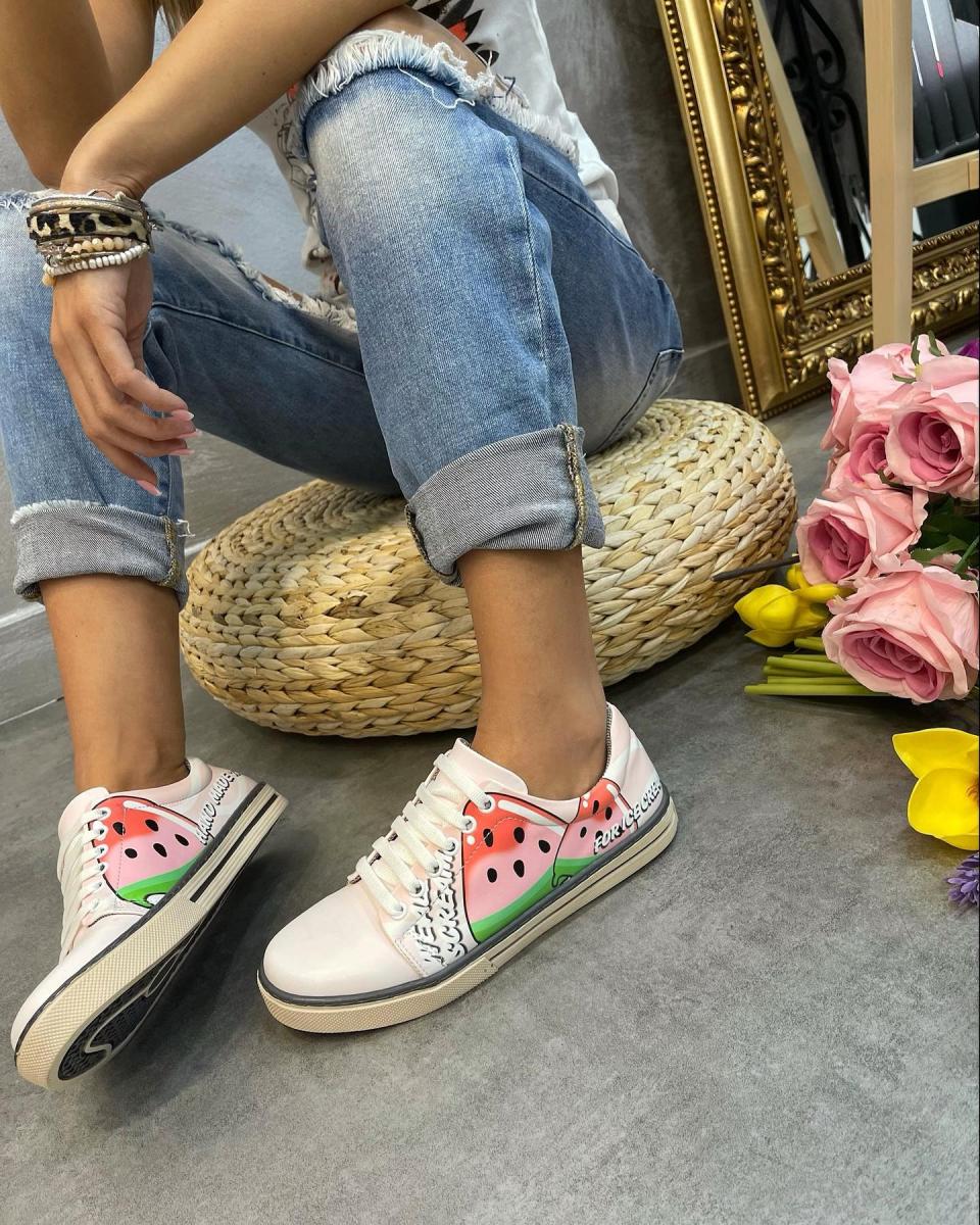 WATERMELON PLITKE PATIKE NA PERTLANJE - ROZE