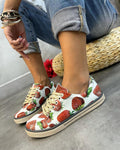 STRAWBERRY PLITKE PATIKE NA PERTLANJE - BELE