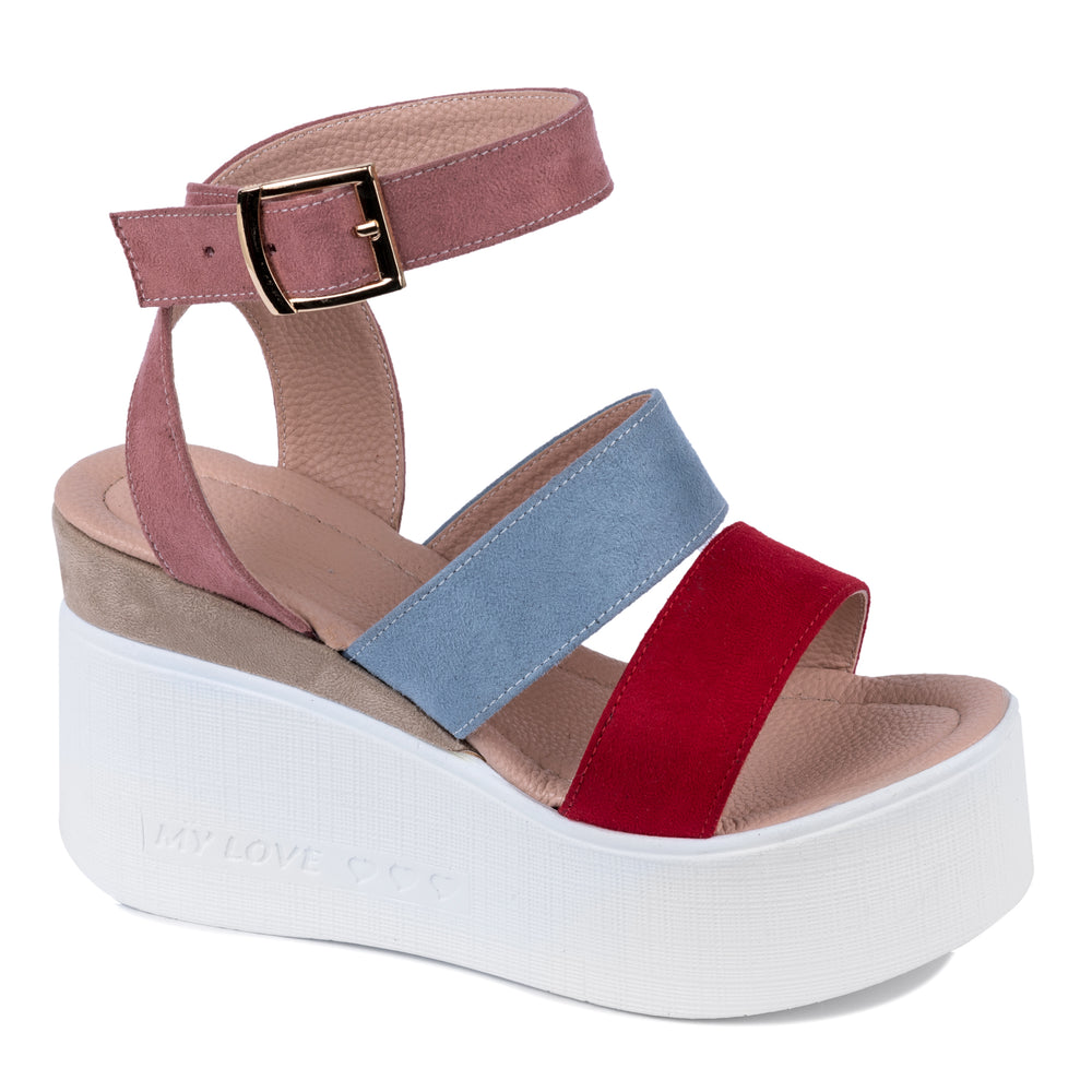 VELUR SANDALE NA PLATFORMU - PLAVE/ROZE/CRVENE