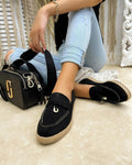 VELUR ESPADRILE SA JUTOM - CRNE