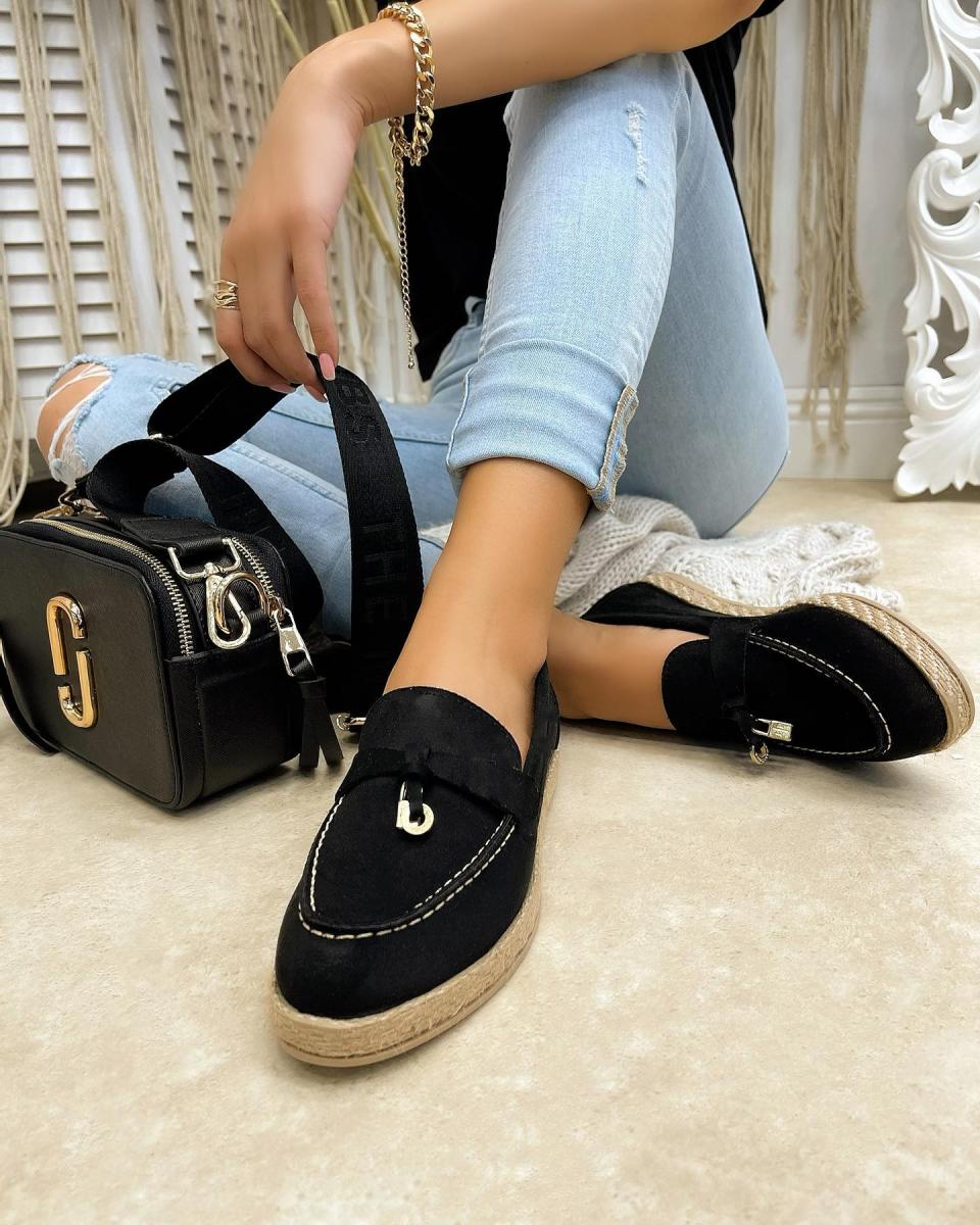 VELUR ESPADRILE SA JUTOM - CRNE