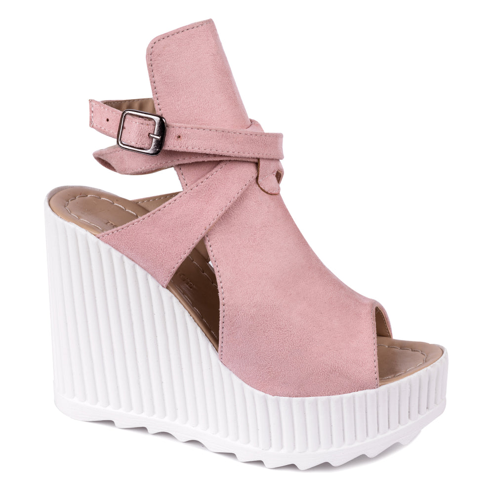 VELUR SANDALE NA PUNU PETU SA KAIŠEM - ROZE