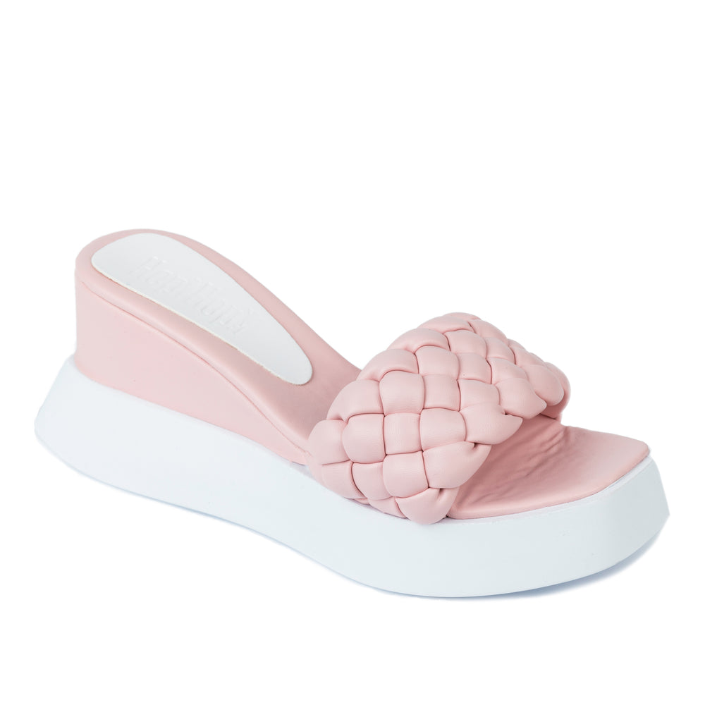 PLETENE PAPUČE NA PLATFORMU - ROZE