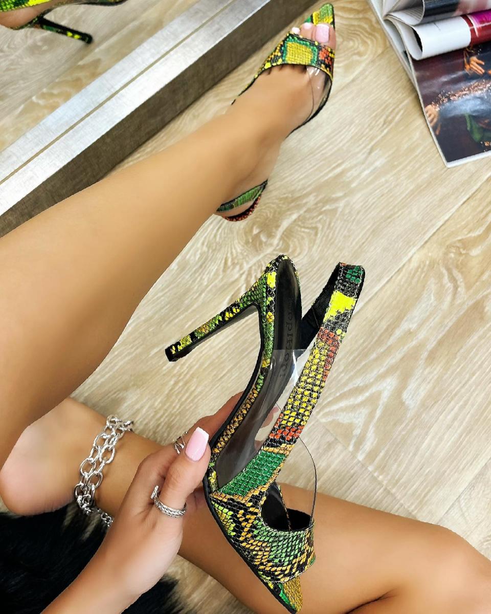 SNAKE SANDALE NA TANKU ŠTIKLU - ZELENE